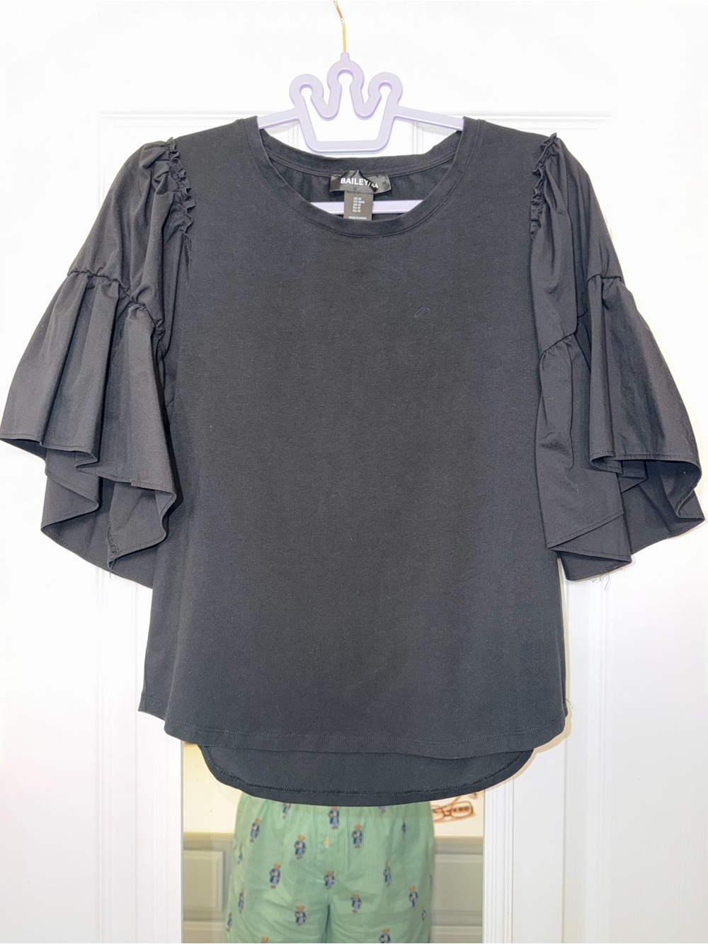 Bailey 44 Black Short-Sleeve Ruffle Tier Top